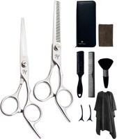 ProTrue - Ensemble de coiffure 10 pièces - Ciseaux à effiler pour droitier, Ciseaux à effiler, Ciseaux coupés - Acier inoxydable